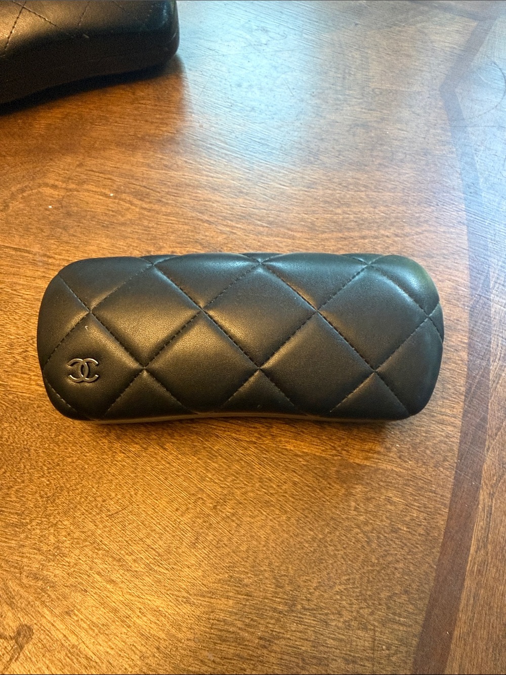 CHANEL Black Quilted Leather Glasses Case